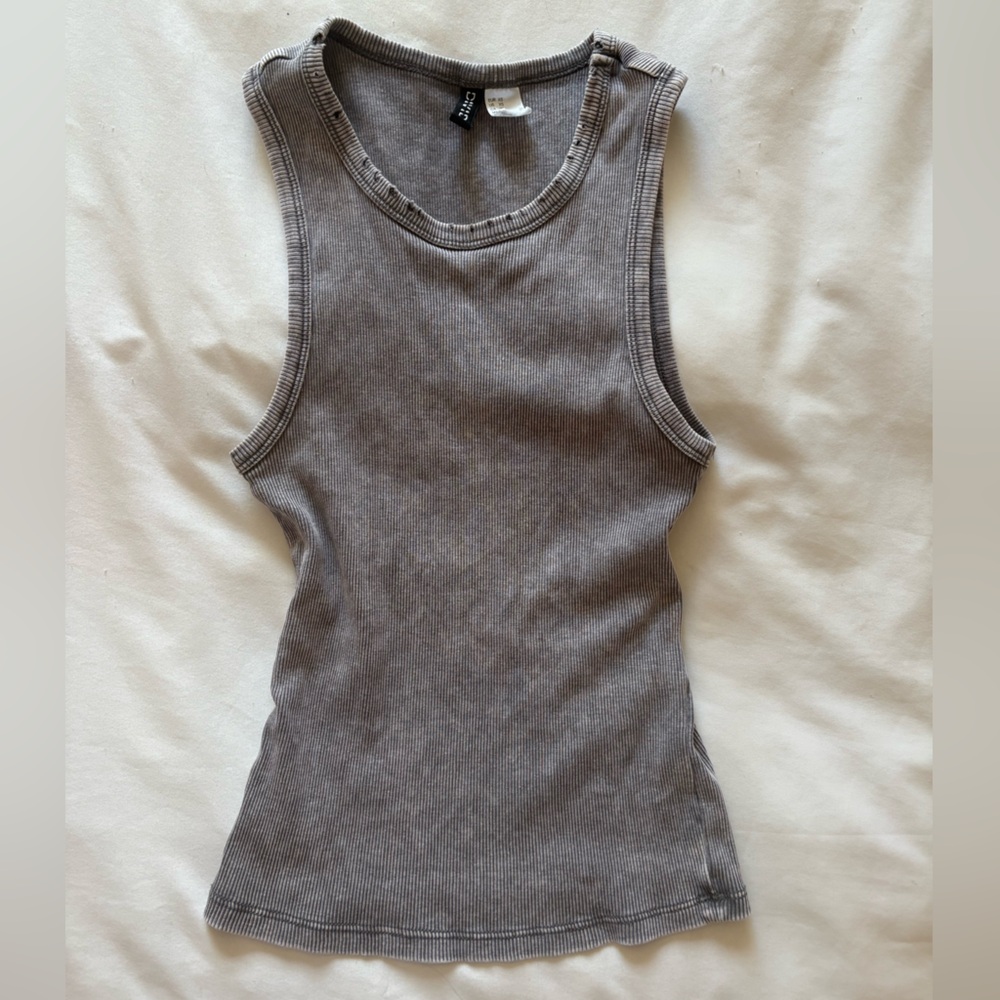 H&M Gray Ribbed Tank Top